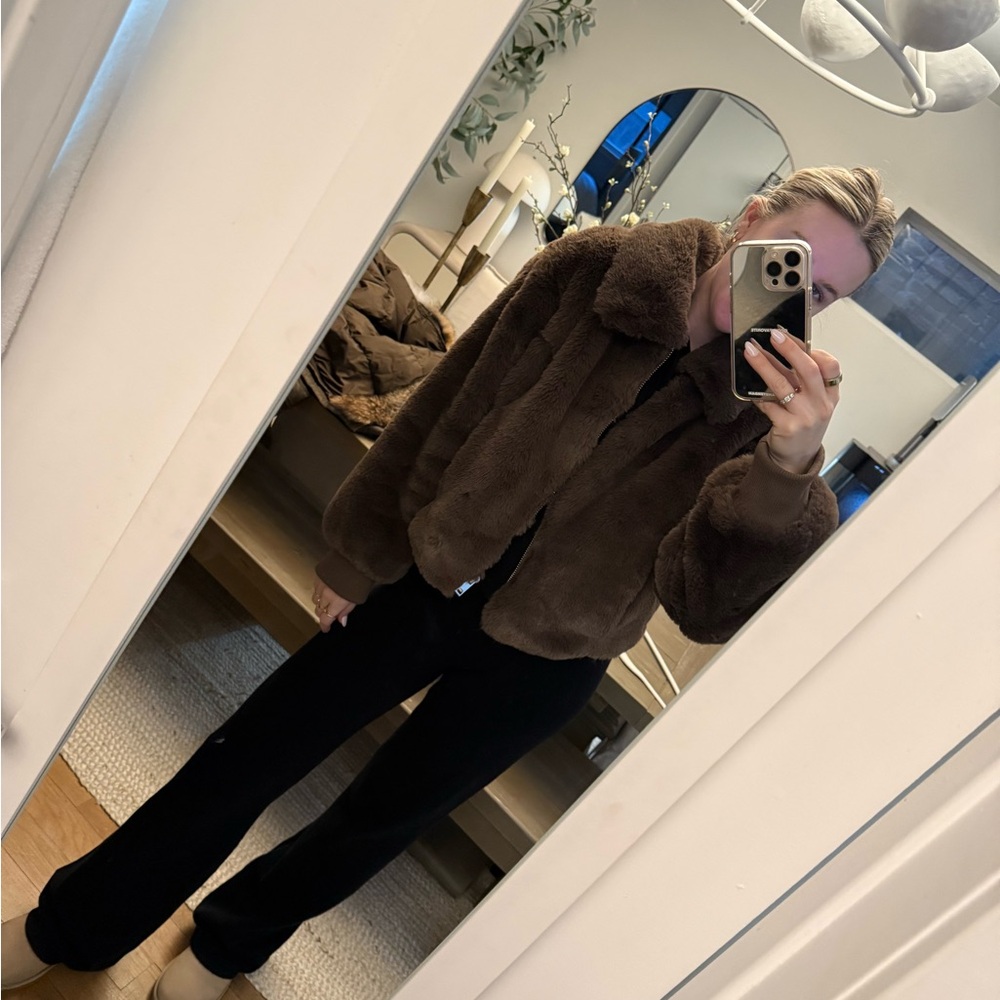 Maeve Crop Faux Fur Coat